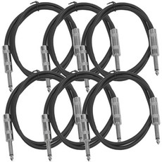 지진 오디오 SASTX-6Blue-6PK 6피트 TS 1/4인치 기타 악기 또는 패치 케이블 파란색, 3 Foot, Multi-Color