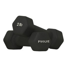 Pvolve 0.9kg(2파운드) 경량 네오프렌 코팅 덤벨 세트 - 편안하고 손바닥에 완벽하게 맞도록 설계된 홈 체육관 피트니스 장비