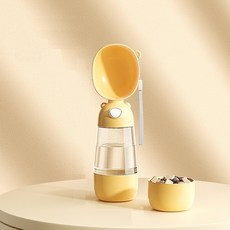 코코렐라 반려동물 2 in 1 신형 원터치 휴대용 간식 물병, 1개, 옐로우