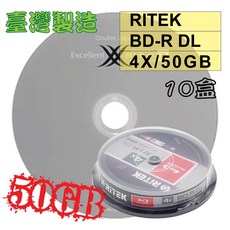 錸德RITEK BD-R DL單面雙層4X 50G空白光碟 (100片裝), 1個