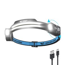 SmilingShark공식스토어 헤드랜턴 COB+XPG헤드램프 충전식 모션센서 270° 회전 가능 헤드라이트 해루질용 헤드랜턴 머리/착용 캠핑/낚시/자전거 (3버전), TS-2흰색, 1개