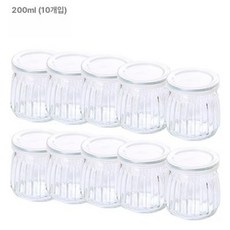 푸딩 보틀 유리 컵 요구르트 배양 몰드 손수 젤리 굽다 상자 사용 있음 뚜껑 내열 10개 200ML 룩 10개, 1개