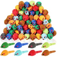 sosation 120pcs 무지개 털 고양이 쥐 인터랙티브 래틀 애완용 작은 부드러운 러슬 소리 강아지 놀이 다양한 색상의