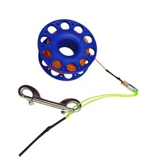 스쿠버 다이빙 스풀 핑거 릴 더블 엔드 후크 스노클링 장비 동굴 난파선 가이드 라인, 6. Orange Line Blue, 1개