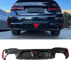 BMW G30 G38 5 시리즈 525i 530i 535i 17-23 LED 카본블랙 리어 범퍼 디퓨저 호환, matt 블랙