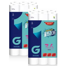 자이언트 울트라 36 천연펄프 대용량 화장지 2팩 총 72롤, 27m, 36롤, 2개