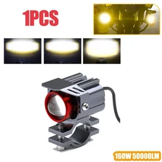 에러슨 160W 50000LM 오토바이 라이트 오프로드 전면 보조등 6000k 3000k 초고휘도 미니 드라이빙 LED 라이트, 1PCS White White