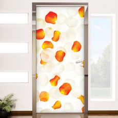 아트박스/꾸밈 ih493-꽃잎의향연_현관문방문시트지, A타입-오렌지빛