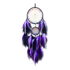 YSSHOP 드림캐처 벽 장식 드림캐처 장식 보헤미안 원형 그물 벽걸이 장식 파티 홈용 벽걸이 장식품, 페더 메탈, 제비꽃