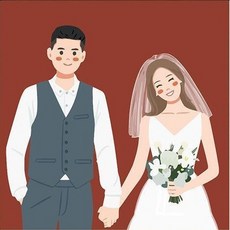 신랑신부 일러스트 3D보석 십자수 커플 함께 하는 다이어몬드페이팅 비즈공예 큐빅 스트레스 해소 사랑 담아 있는 DIY 만들기세트 기념일선물, 신랑신부 007, 60*60, 1개