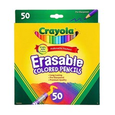 Crayola 지울 수 있는 색연필 (50개) 벌크 색연필 세트 성인용 컬러링 북용 연필 미술 용품 청소년을 위한 휴일 선물 6 7 8세 [아마존 독점], Crayola 지울 수 있는 색연필 (50개), 벌크