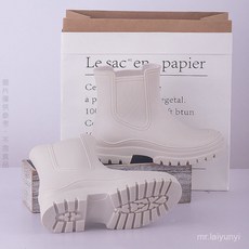 限時下殺 全防水黑/灰/米白彷鬆緊切爾西素麵低調短靴雨靴厚底短靴防水鞋晴雨兩穿短靴防滑耐磨VOAR, 807灰色[標準碼]無棉,39