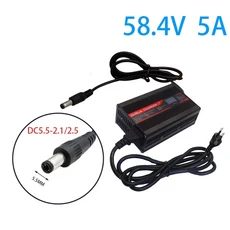 호환OHRIJA 58.4V 5A 충전기 스마트 알루미늄 케이스는 16S 51.2V OLED 디스플레이 LiFePO4 배터리 고속 48, 02 EU-220V, 01 China Mainland, 09 DC5.5-2.1