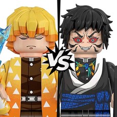 <귀멸의 칼날> 캐릭터 서사 스토리 시리즈 : '사형제의 대결 : 아가츠마 젠이츠 VS 카이가쿠'편 호환블록 브릭미니피규어 취미/수집/장식/컬렉션용 커스텀 호환 블록피겨 컬렉션, 1개, DS0503. 젠이츠 VS 카이가쿠 2종 세트(로켓)