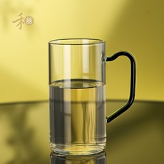 禾器 玻璃杯 啤酒杯 水杯 加厚 把手 設計, 1個, 禾器/清予杯/墨綠 375ml,200mL(含)-400mL(含)