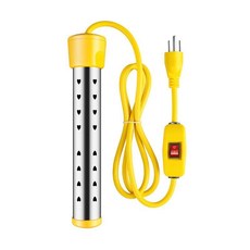 110V美規不鏽鋼電熱棒 熱得快燒水棒 自動斷電防燙加熱棒, 標 黃色/ 溫控+開關帶燈款1500W