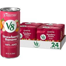 V8 녹색 과일 및 채소 주스 8단위온스 캔 6팩, Strawberry Banana, 48 Fl Oz (Pack of 4), 946ml