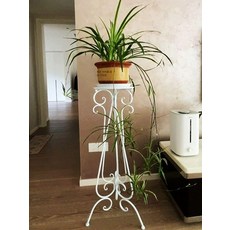 화분 거실 받 거치대 철제 정리대 거실화분정리대, 1단, 높이 56cm 화이트 접시 28cm