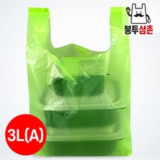 [봉투삼촌]시장 마트 봉투 3L 손잡이 재활용 비닐 쓰레기 봉지 검정색 연두색 백색 100장, 1세트, 3L(A)연두