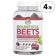 컨트리 팜스 바운티풀 비트 구미 블랙 체리 Country Farms Bountiful Beets Gummies Black Cherry 60정, 4개