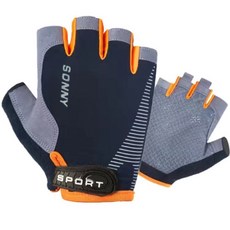 登山半指手套 男士健身無指薄款透氣夏天騎乘專用露指, SONNY半指【橘色】,xl, 1個