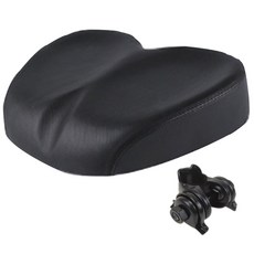 自行車加大加寬舒適坐墊，人體工學設計，透氣減震，通用型安裝, 無鼻鞍座+鞍座夾碼黑色, 1個