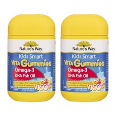 네이쳐스웨이 키즈 스마트 비타 구미스 오메가-3 DHA 피쉬오일 패스틸 베리 오렌지 & 레몬맛, 60정, 2개