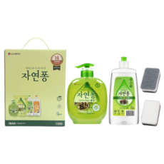 새미래쇼핑 센스있는 집들이 선물 자연퐁 주방세제 솔잎 펌프형+캡형 490ml 3종 세트, 1세트