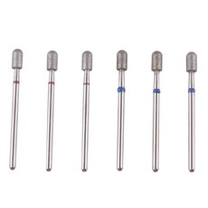 MZCMSL 실린더 큐티클 드릴 비트 세트 라운드 탑 러시안 매니큐어 비트 6개 샹크 E파일 비트 3/32 (중간), Cylinder 4x7mm(Fine+Medium)