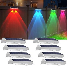 태양열 울타리 조명 야외용 - 2700/4000/6000K 3가지 모드 8팩 태양열 펜스 조명 야외 방수 LED 펜스 조명 외부 뒷마당 난간 계단 파티오 벽 및, 1 White shell/3000K/Color Chan, 8PK, White shell/3000K/Color Changi