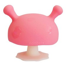 mombella固齒器 Q比小蘑菇/章魚/松鼠/抱抱猴/卷卷蝸牛，多款造型，安全矽膠材質，舒緩長牙不適，附防掉帶, 蘑菇粉色, 1個