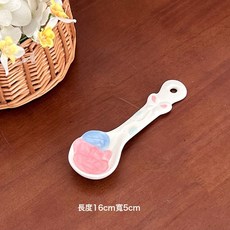 DFMEI 可愛卡通高顏值釉下彩碗碟套裝陶瓷餐具家用碗盤子湯碗勺子泡麪碗, 1個, 勺子/萄你歡心:如圖