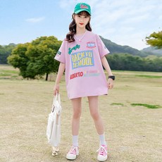 밀크봉봉 초등학생 중학생 여아 라운드넥 반팔 티셔츠