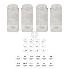 살림공간 잡곡통 + 라벨 24종, 4개, 1반투명