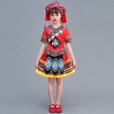 新款兒童少數民族服裝舞蹈表演雲南貴州苗族壯族瑤族女童演出服
