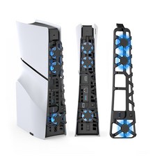 GS 3C PS5 Slim Pro 主機散熱風扇 高速散熱 有效降溫 藍光 含USB 3.0 光碟版/數位版通用, 黑色, 1個