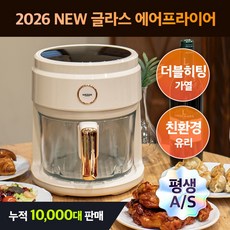 독일 2배 가열 더블히팅 에어프라이어 글라스 에어프라이기 3.5L, 아이보리
