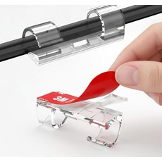 AFFAVON 투명 접착 케이블 클립 100개 와이어 코드 홀더 관리 피니셔 클램프 조명 책상 벽 TV PC 이더넷 하이더 최대 0.6cm(1/4인치) 314228 90, AFFAVON 투명 접착 케이블 클립 100개, 와이어