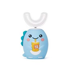 어린이용 U자형 전기 음파 칫솔 만화 블루 라이트 스마트 초음파 칫솔 USB 충전식 360 도, 8)2-6 years blue