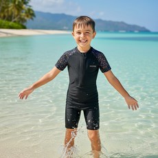 쿠기 남아동 집업 반팔 반전신 실내수영복 LM-B3308