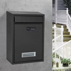 家用掛壁式信箱 郵筒，室外防水帶鎖設計，大容量信報箱，守護您的郵件安全, CMB2206M黑色-密碼鎖可投放小信件