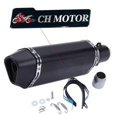 CH MOTOR 슬립온 38-51mm 범용 오토바이 배기구 파라 모토스 스테인리스 스틸 ATV 스트리트, 08 Type G with CH logo