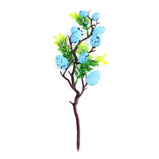부활절 장식 달걀 나무 인공 가지 페인트 새 알 녹색 잎 시뮬레이션 꽃다발 DIY 부활절 축제 결혼식 홈 파티 장식품, Blue, 03 Blue