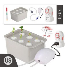6 홀 5L 회색 실내 수경 시스템 토양이없는 보육 스폰지 영양소 솔루션 문화 성장 상자 공기 펌프 허브 용 자동 타이머 토마토 오이 양상추 민트 파슬리, [02] New B-pump timer-US, 1) Apump timerEU