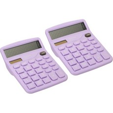 파티킬 데스크 계산기 2팩 12자리 대형 LCD 디스플레이 전자 홈 오피스 데스크톱용 태양광 배터리 듀얼 파워 퍼플, Purple