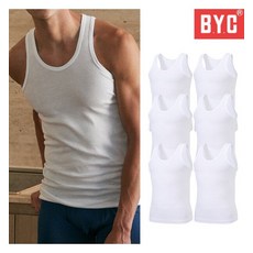 BYC BYC 남성 런닝 부드러운 면100% 민소매 런닝 6장세트