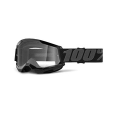 100% 스트라타 2 모토크로스 & 산악 자전거 고글 - MX 및 MTB 레이싱 보호 안경, Black - Clear_lens, 1개