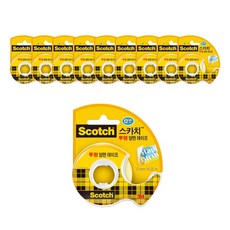 스카치 양면 테이프 디스펜서 136 12mm x 6.35m, 투명, 10개