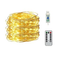 LED 구리 와이어 스트링 조명 USB 플러그인 요정 원격 8 가지 모드 방수 제어 타이머 50 100/200, Warm White, 20M 200LED, 1개