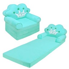 화장품재료 1개 핑크 프린세스 유아용 의자 부드러운 쿠션 등받이 포함 접이식 키즈 소파 튼튼한 다리 공간 절약형 디자인 소녀방 장식 생일크리스마스 선물 쉽게 세척 가능 핑크, 5)녹색